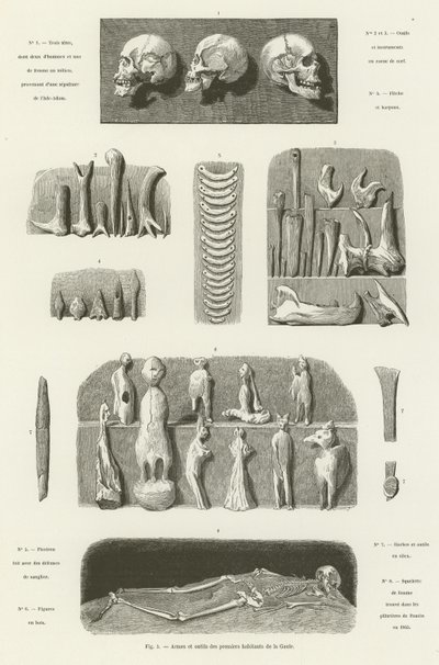 Armas y herramientas de los primeros habitantes de la Galia de French School