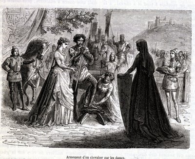 Armar a un caballero por las damas en el siglo XI - en "Histoire de France" de Martin de French School