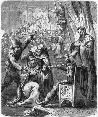 Arresto de Brisson y Larcher, dos violentos ligueros de la guerra civil en el siglo XVI. En 