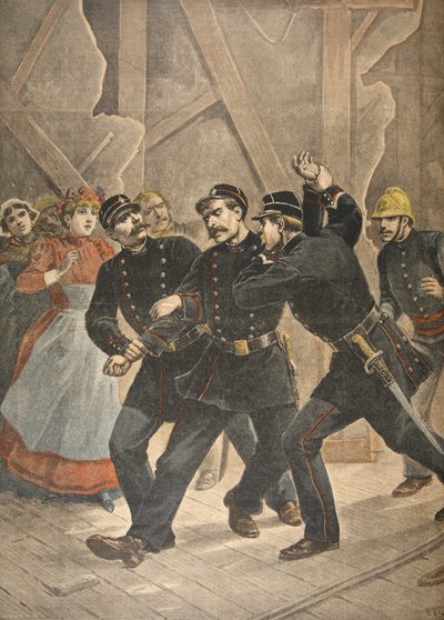 Arresto de un sargento de la ciudad, ilustración de Le Petit Journal: Suplemento ilustrado, 1898 de French School