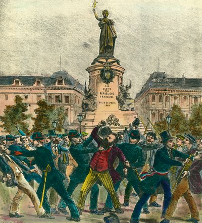 Arresto del diputado Pierre Baudin (1863-1917) durante una manifestación el 1 de mayo en la Plaza de la República en París de French School