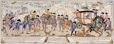 Detención del rey y su familia en Varennes el 22 de junio de 1791 de French School