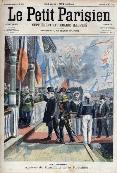 Llegada del Presidente de la República Francesa Émile Loubet (1838-1929) a Rusia, en "Le Petit Parisien" de French School