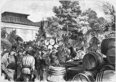 Llegada al almacén de Bercy de los primeros barriles de vino dulce. París de French School