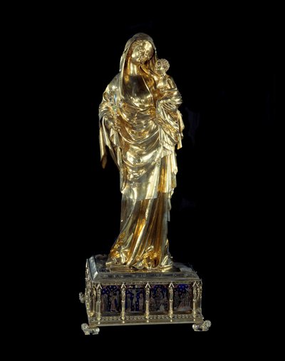 Arte Francia: Virgen y Niño de Juana de Evreux. Escultura en plata dorada y esmaltes de French School