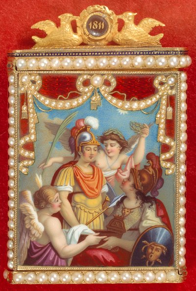Arte de Francia: cuaderno en su estuche con alegoría del nacimiento del rey de Roma de French School