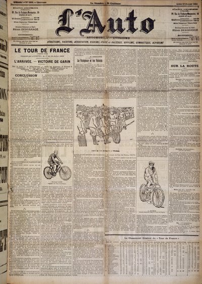 Artículo sobre la llegada de la primera ronda de Francia - en “L