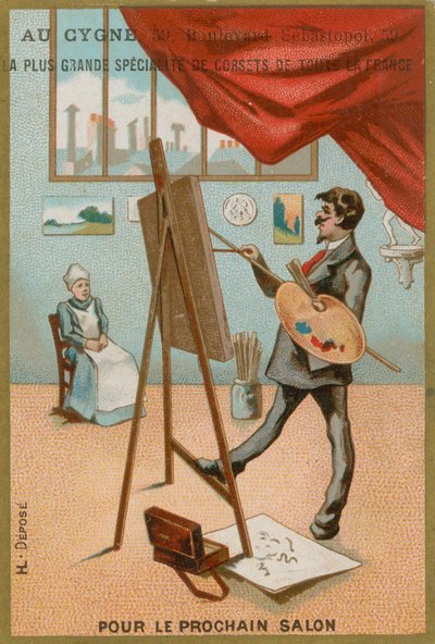 Artista pintando a una mujer sentada de French School