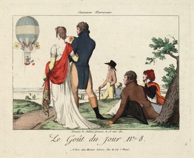 Ascenso de Madame Garnerin, 28 de marzo de 1802, de Le Gout du Jour No. 8, c.1870 de French School