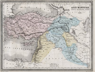 Asia Menor, Armenia, Mesopotamia, Asiria y Siria en la Antigüedad - Lámina extraída del “Atlas Universal de Geografía Antigua y Moderna para el Uso de Escuelas Residenciales” por Vuillemin - ca. 1845 de French School