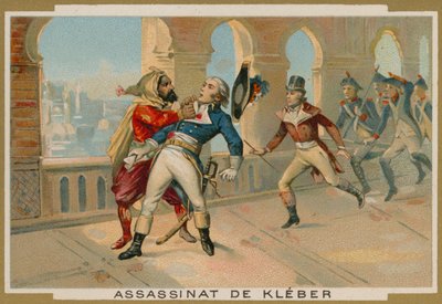 Asesinato de Jean-Baptiste Kléber, comandante de las tropas francesas en Egipto, El Cairo, 1800 de French School