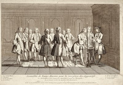 Asamblea de francmasones para la recepción de aprendices (grabado) de French School