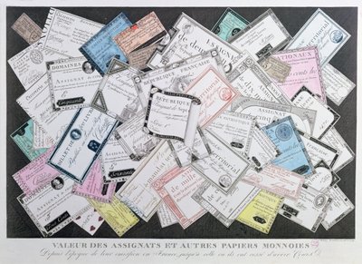Asignados y otros ejemplos de papel moneda desde el momento de su emisión en 1789 hasta el cese de su circulación en 1797 de French School