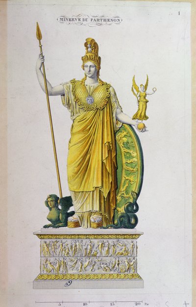 Atenea Partenos, estatua del Partenón, Atenas de French School