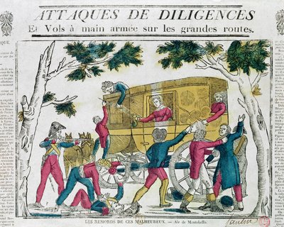 Ataque a la diligencia de París a Lyon el 25 de julio de 1822 de French School