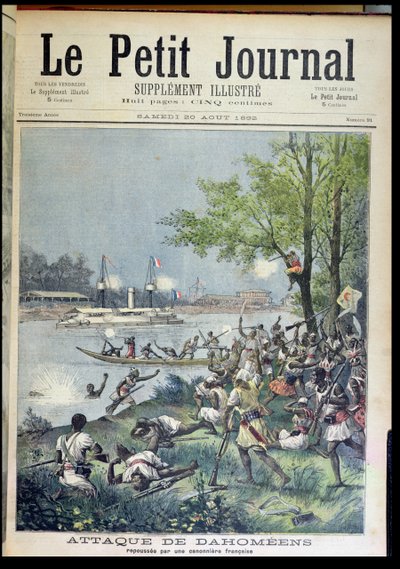 Ataque a los aldeanos de Dahomey, de Le Petit Journal, 20 de agosto de 1892 de French School