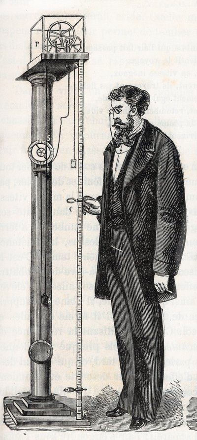 Máquina de Atwood inventada en 1784 por George Atwood (1745-1807) - Máquina de Atwood - Grabado en "Ciencias puestas a disposición de todos - Física y química populares" por Alexis Clerc - Finales del siglo XIX - Colección privada de French School