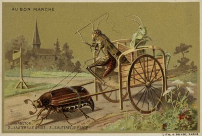 Tarjetas Au Bon Marché con insectos antropomorfos de French School