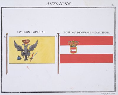 Banderas austriacas, de un libro francés de banderas, c.1819 de French School