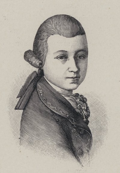 Compositor austriaco Wolfgang Amadeus Mozart a la edad de catorce años de French School