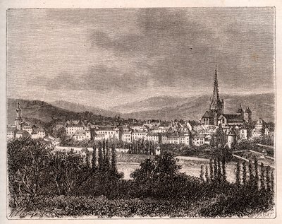Autun - departamento de Saone-et-Loire - grabado en “La France illustree: geografía, historia, administración estadística” de V.A. Malt-Brown. 1884 de French School