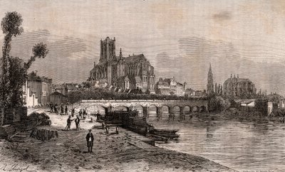 Auxerre - Borgoña-Franco Condado - grabado en “La France illustree: geographie, histoire, administration statistique” por V.A. Malt-Brown. 1884 de French School