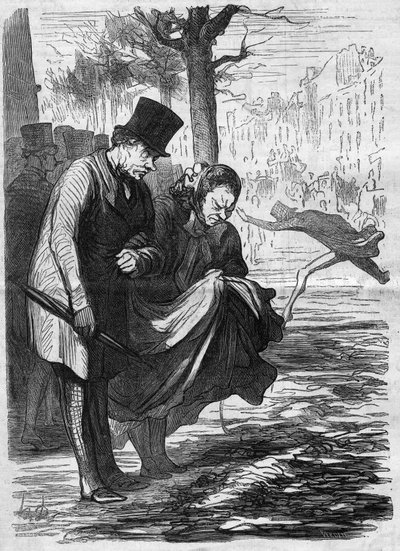 ¡Terrible macadam!. Caricatura de Honoré Daumier (1808-1879). Grabado en “Le Monde Illustré” n°277 del 2 de agosto de French School