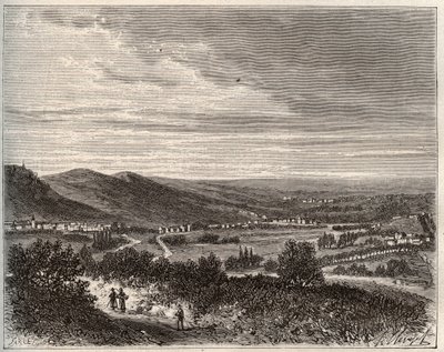 Ay y la montaña de Reims - departamento del Marne - grabado en “La France illustrée: géographie, histoire, administración statistique” por V.A. Malt-Brown. 1884 de French School