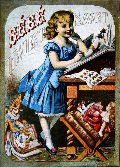 El bebé se convierte en erudito, c.1870 de French School