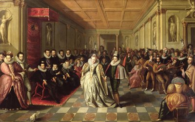 Baile en la Corte de Enrique III con motivo del matrimonio de Anne, Duque de Joyeuse, con Marguerite de Vaudemont, 24 de septiembre de 1581, c.1581 de French School