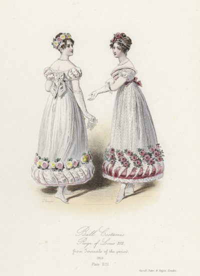 Trajes de baile, reinado de Luis XVIII de French School