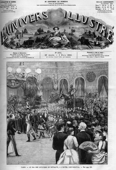 Baile de la Société fraternelle des officiers en retraite, miembro de la Legión de Honor, en el Hotel Continental de París el 27 de febrero de French School