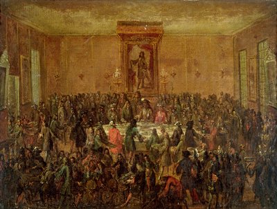 Banquete en Honor de Luis XIV (1638-1715) por el Cuerpo Municipal en el Hotel-de-Ville, c.1680 de French School