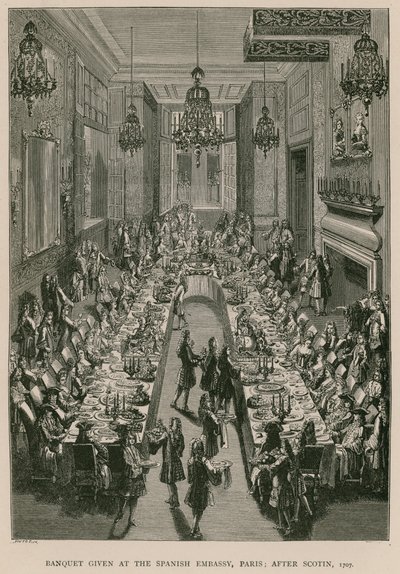Banquete en la Embajada Española, París; después de Scotin, 1707 de French School