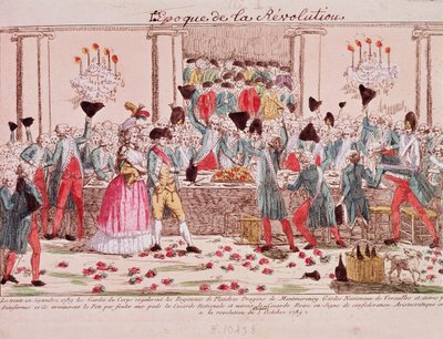 Banquete dado el 1 de octubre de 1789, por los guardias del rey para dar la bienvenida a la llegada del Regimiento de Flandes de French School