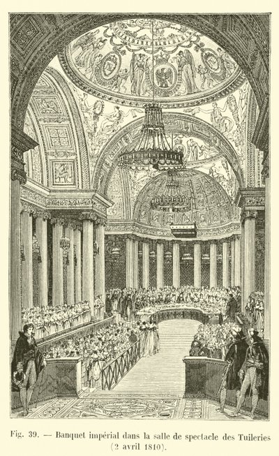 Banquete imperial en la sala de espectáculos de las Tullerías, 2 de abril de 1810 de French School
