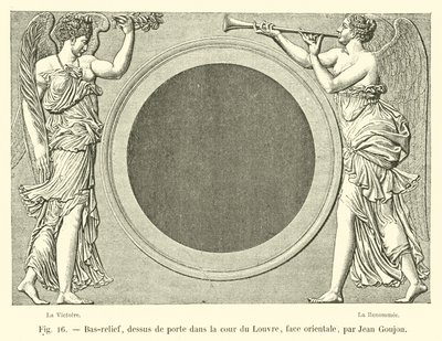 Bajorrelieve, sobrepuerta en el patio del Louvre, fachada oriental, por Jean Goujon de French School