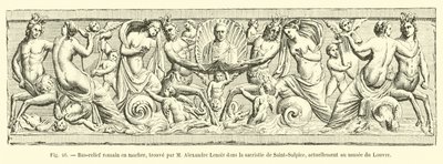 Bajorrelieve romano en mármol, encontrado por M Alexandre Lenoir en la sacristía de Saint-Sulpice, actualmente en el museo del Louvre de French School