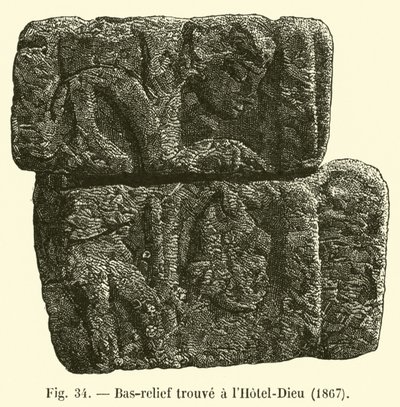 Bajorrelieve encontrado en el Hotel-Dieu, 1867 de French School