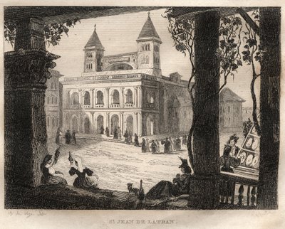 Basílica de San Juan de Letrán, Roma - San Juan de Letrán - Grabado de “Italia Pintoresca” - Pintura Histórica y Descriptiva de Italia” por M. de Norvins, Ch. Nodier 1834-1836. de French School