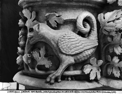 Basilisco, capitel de la Catedral de Notre Dame en Reims (molde de yeso de piedra) de French School