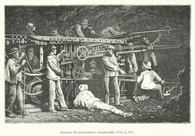 Batería de perforadoras Sommeiller (grabado) de French School