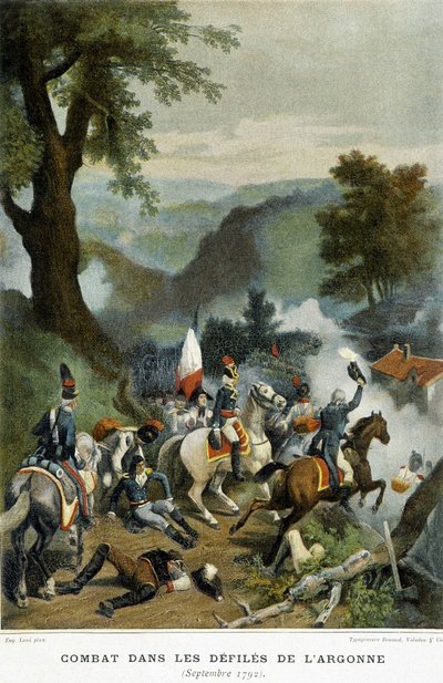 Batalla en los desfiladeros de Argonne (Ardenas, Marne y Mosa). Fue durante esta campaña (1792) que Dumouriez ganó la victoria de Valmy de French School
