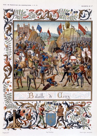 Batalla de Crécy durante la Guerra de los Cien Años de French School