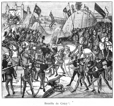 Batalla de Crécy en 1346, copia de las Crónicas de Froissart de French School
