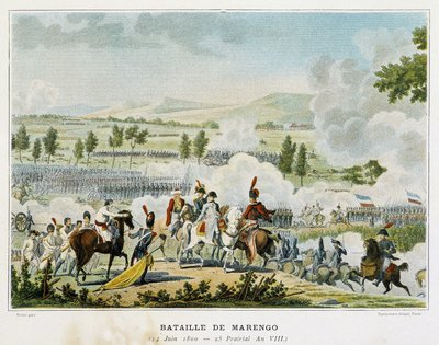 Batalla de Marengo (Piamonte - Italia) el 14 de junio de 1800, durante la cual Bonaparte ganó la victoria sobre los austriacos de French School