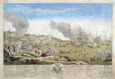 Batalla de Saint Cast durante la cual las tropas francesas de Bretaña vencieron a las inglesas en 1758. Ilustración conservada en el Museo de Dinan. de French School