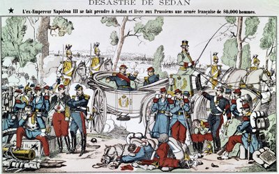 Batalla de Sedán en 1870. El ex Emperador Napoleón III es capturado en Sedán y entrega al ejército francés de 80,000 hombres a los prusianos de French School