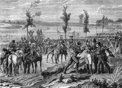 Batalla de Waterloo, Guerra de la Séptima Coalición en 1815, ilustración de 