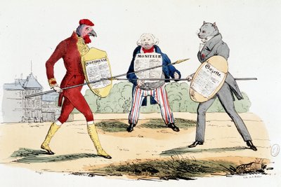 Batalla singular (duelo entre los periódicos “La Gazette”, “Le Moniteur” y “Daily”) - en “La Silhouette” de French School